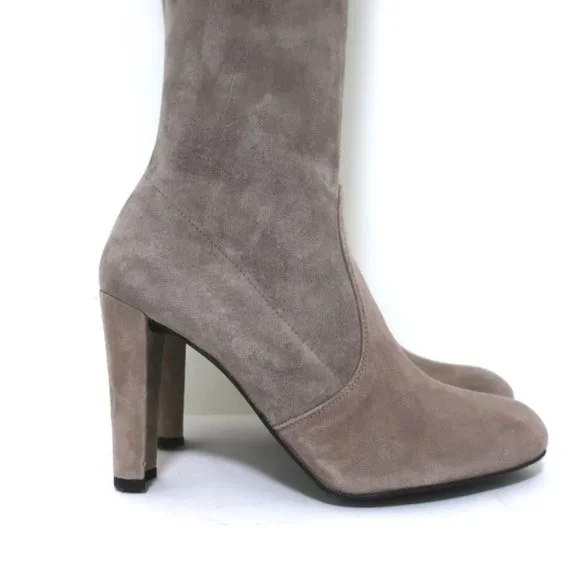 STUART WEITZMAN HIGHLAND OVER THE KNEE BOOTS TAUPE GRAY SUEDE SIZE